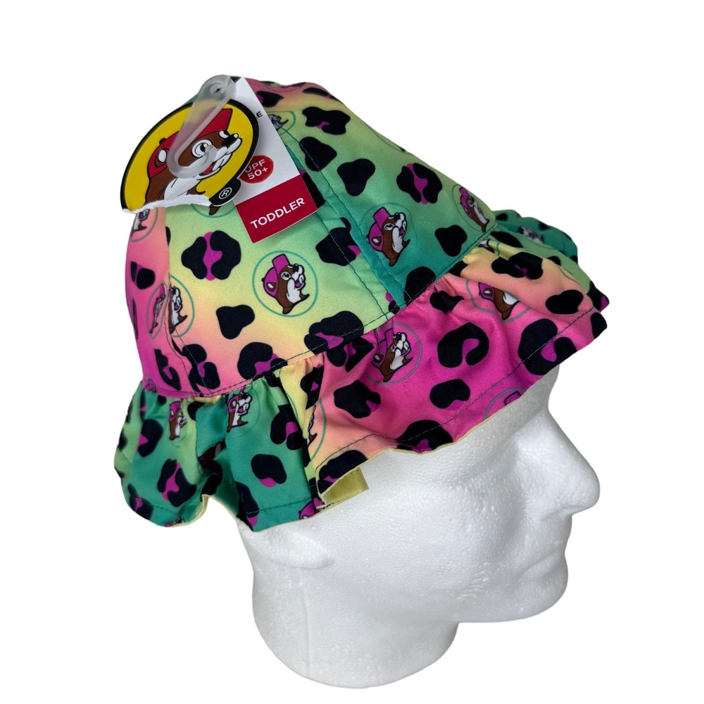 NWT Buc-ee's Reversible Bucket Hat with Chin Strap UPF 50+ Multicolor Toddler OS